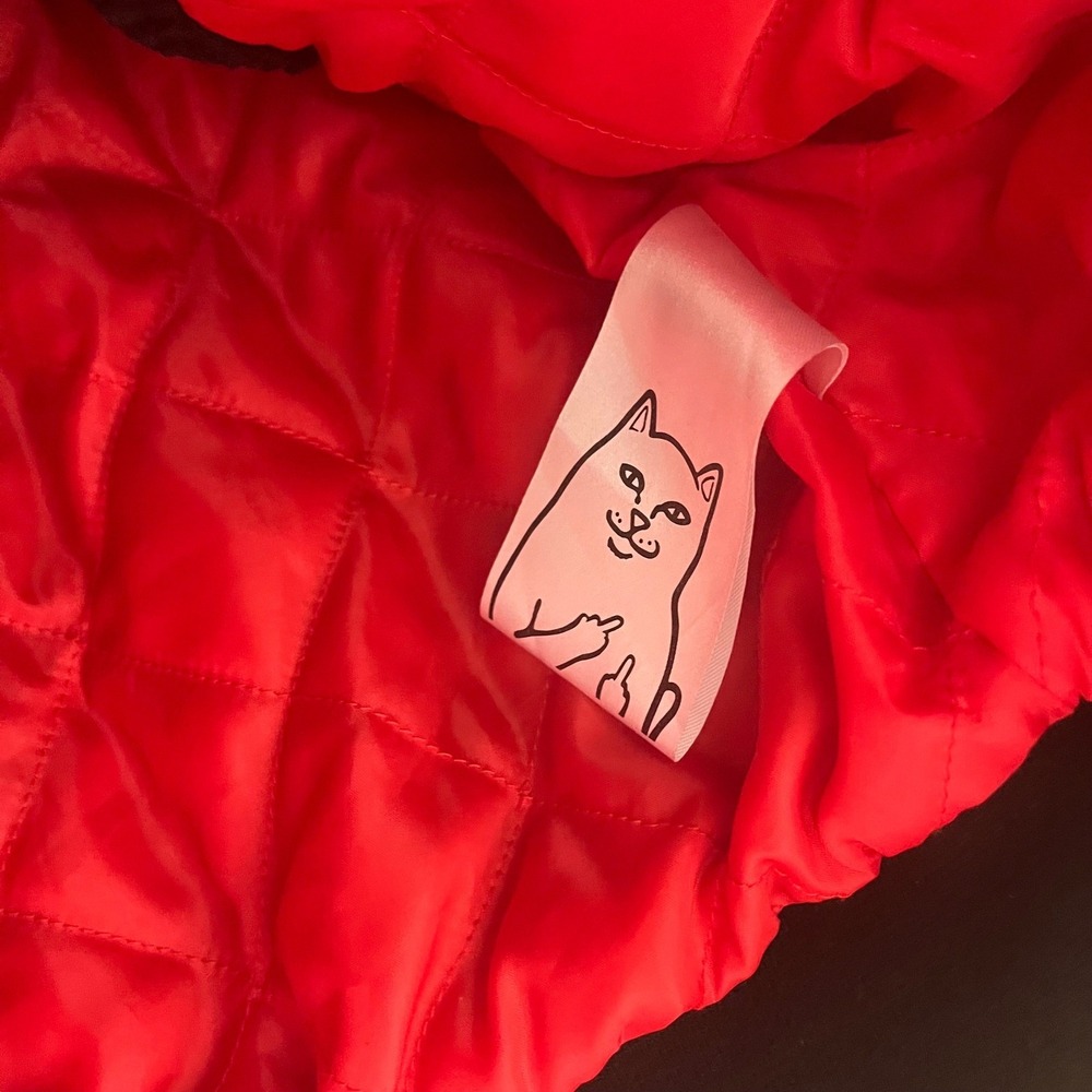 RIPNDIP Nermal Flaming Cat Sherpa Bomber Jacket Black Size M Skate Grunge - Picture 5 of 8